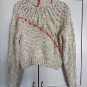 Cozy Cream Sweater with Red Accent